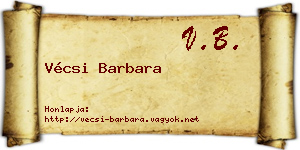 Vécsi Barbara névjegykártya